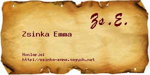 Zsinka Emma névjegykártya